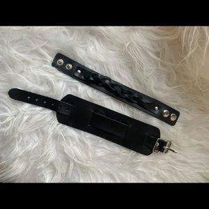 Black Genuine Leather Bracelets